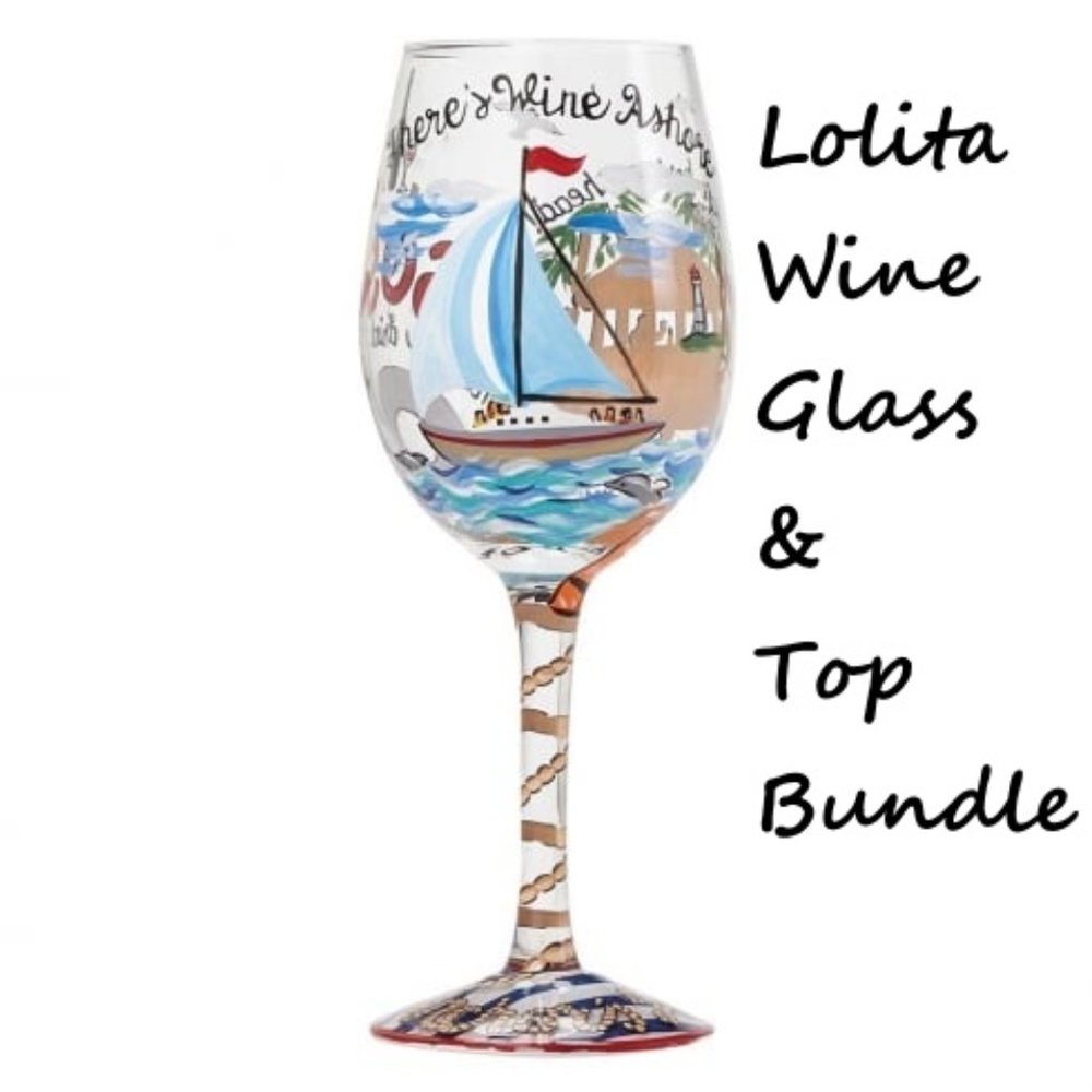 Paradise Shores Sailboat top- medium & LOLITA Wine Glass